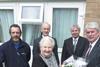Bowater Installer Duncan Gallup, Technical Manager Keith Powell, resident - Mrs Daphne Gibson and Geoff Scott, Project Surveyor, Medina Housing Association and David Allsopp of Bowater