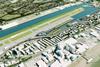 Aerial view with seven new aircraft stands and parallel taxiway