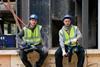 Tooled up: Ianluka Matei (above left) and Daniel Budau ready to test new tools at a BAM Construct site in north London