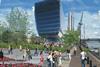 Sheppard Robson’s proposed high-rise scheme would allow 65% of the Glengall Bridge site to be public open space