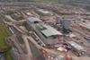 Aerial view of aggregate store and concrete batching plant