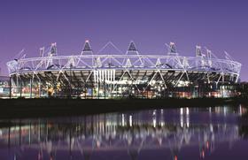 Olympic stadium at night