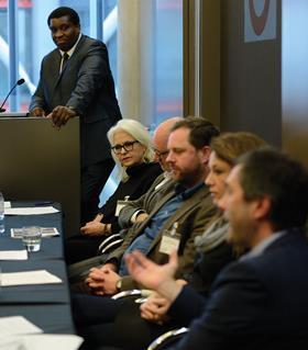 Chair Ike Ijeh, architectural correspondent at Building, and the panel