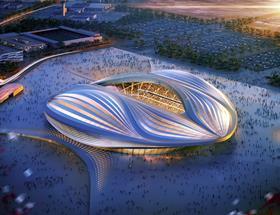 Al Wakrah Qatar World Cup stadium by Zaha Hadid Architects - aerial view
