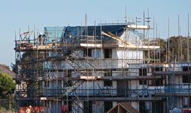 a new affordable housing scheme under construction in camborne, cornwall, uk