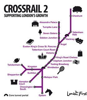 Crossrail 2 route by London First