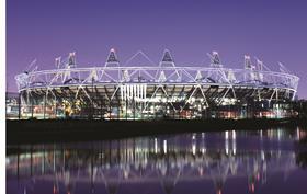 Olympic stadium at night