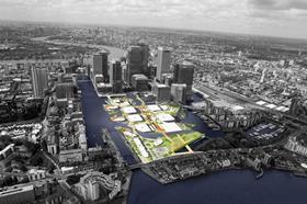 Aerial view of the Wood Wharf Masterplan
