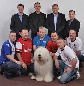 Top row from left: Duncan Lochhead, Andy Brister, Steve Gladwin, Matt Gray. Bottom row from left: Chris Donnelly, Ian Collings, Jimmy Lindsay, Kenny Halsall, Nathan Dawson, Mick Gregg