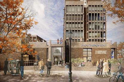 1. Architectural render of the Royal Collect of Art. Main Entrance. Image_ Witherford Watson Mann Architects