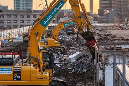 JFH plant on the roof of former BHS building mid demolition Euston Dec 2018 Credit John F Hunt