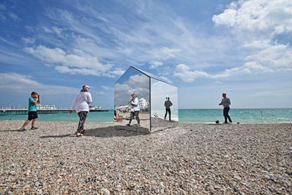 Mirrored beach hut