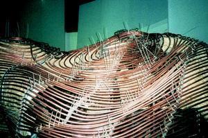 Internal copper pipework tied in position