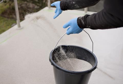 Anti-skid surface being applied to BMI Sealoflex Endura