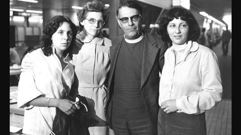 Being reunited at Heathrow Airport in May 1980, with my elder sister, Mum and Dad (press photo from the time)