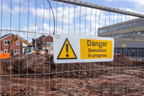 A construction site fenced of with 