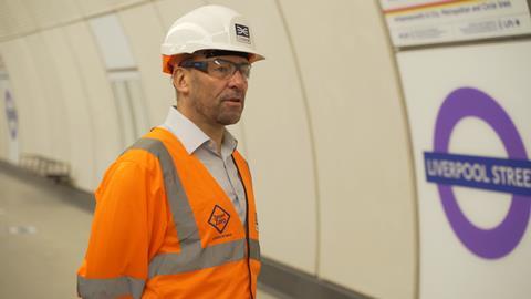 Mark Wild in high vis wear at Liverpool Street station