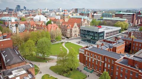 University of Mancester campus aerial view