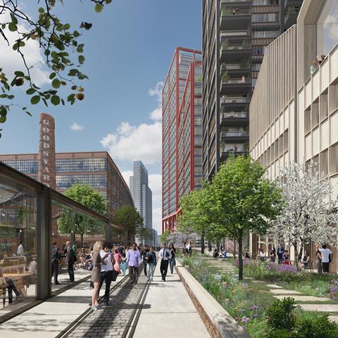 A view of the high line facing Principal Place