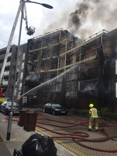 Firefighters tackle the blaze at De Pass Gardens,  Barking Riverside, on 9 June 2019