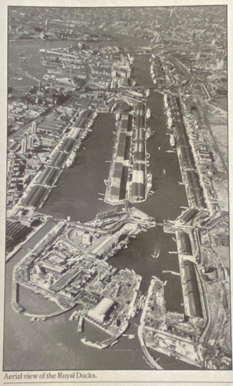 Canary Wharf archives aerial 1987