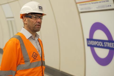 Mark Wild in high vis wear at Liverpool Street station