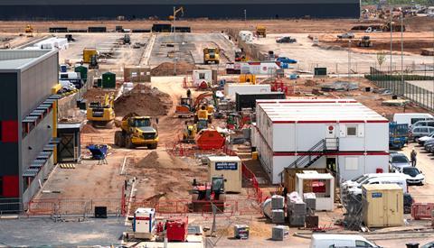 Busy construction site in Leicester in May 2021