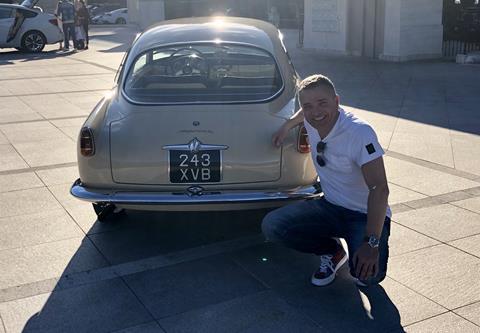 Darren and his prized pocession -a restored 1956 Alfa Romeo Giulietta Sprint Series 1, 750b classic car