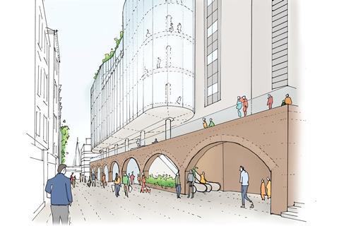 Coloured sketch - commercial entrance