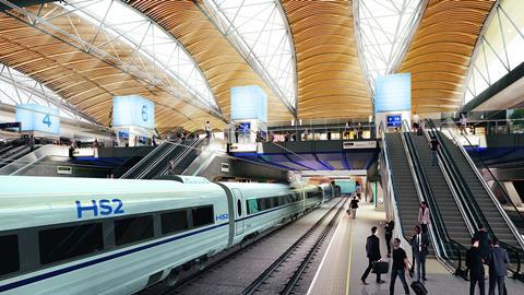 Architect's vision of the high speed platforms at an extended Euston station