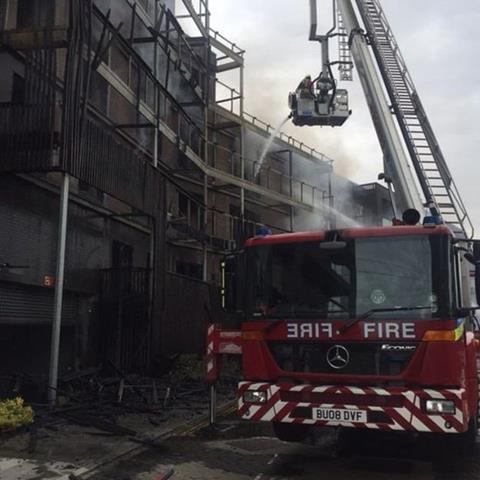 Firefighters tackle the blaze at De Pass Gardens,  Barking Riverside, on 9 June 2019