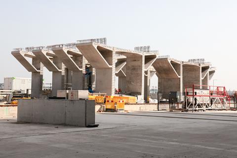 Pre-cast concrete segments at the South Portal site.