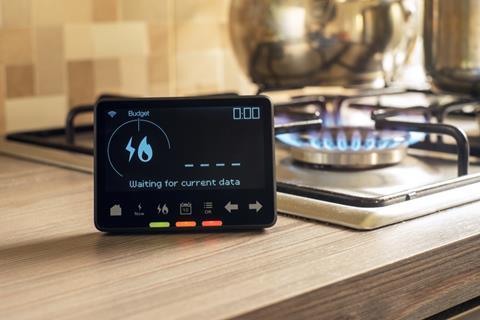 Smart meter next to a gas stove