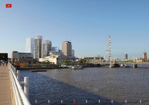 Developer's CGI of the Shell Centre development as it would look from Waterloo Bridge