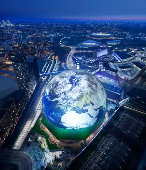 Aerial Earth Display - MSG Sphere - London