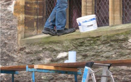 Repointing a church in historic fashion