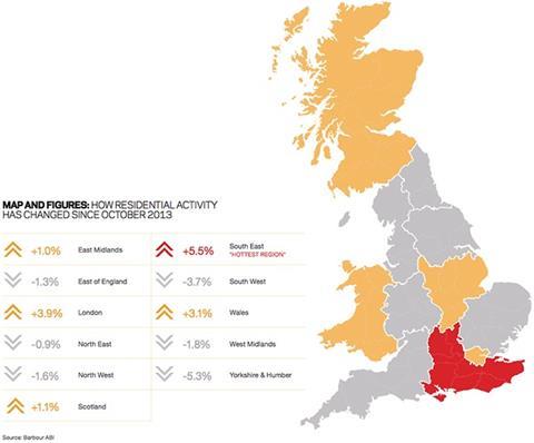 Map and figures - How residential activity has changed since October 2013