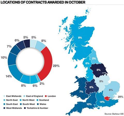 Locations of contracts awarded in October