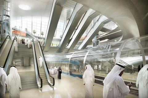 The interior design for Olaya Metro Station in Riyadh, Saudi Arabia, by Gerber Architekten