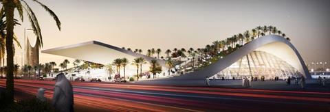 The east entrance of Olaya Metro Station in Riyadh, Saudi Arabia, by Gerber Architekten