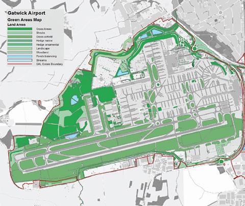 Figure 11: Mapping green areas at Gatwick airport.