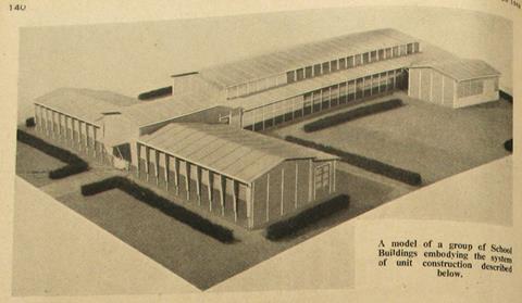 Model of school buildings featured in The Builder