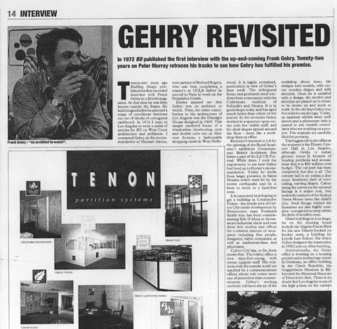 To view a larger version of BD's 1994 interview with Frank Gehry, click here for part 1