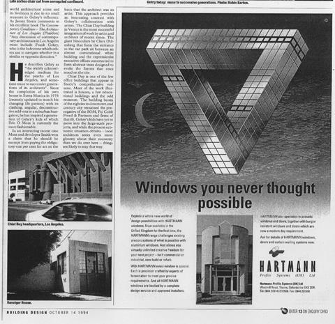 To view a larger version of BD's 1994 interview with Frank Gehry, click here for part 2