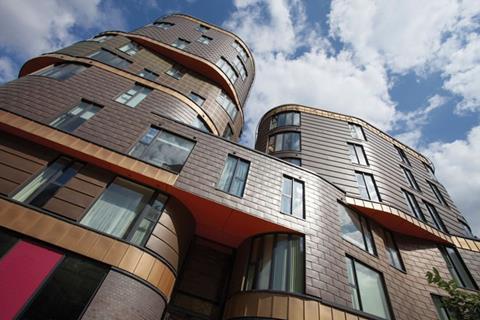 70mm Kingspan Kooltherm K15 Rainscreen Board was specified behind the ventilated cladding system at The Fold, a mixed-use development by Studio Egret West and KDS Associates in Sidcup, Kent
