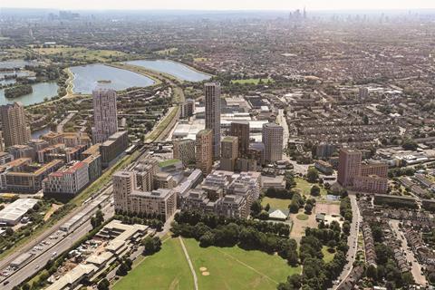 Aerial view of the Argent Related development approved for Tottenham Hale
