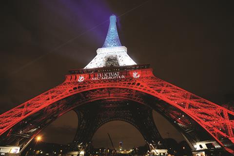 Eiffel tower after Paris attacks