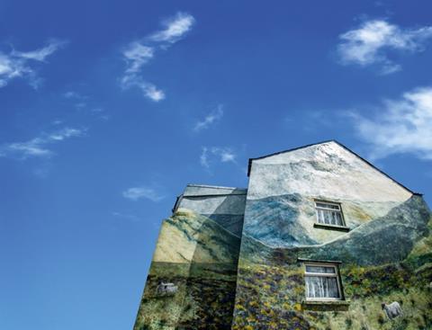 This mural was painted on a gable end in Okehampton, Dartmoor, using 70 litres of paint donated by Dulux Decorator Centres in Exeter, as part of the company’s Let’s Colour community project.