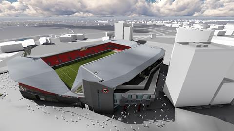 Artist impression of Brentford FC's new stadium