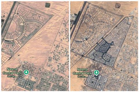 Satellite images show how Masaar has emerged out the desert in just a few years